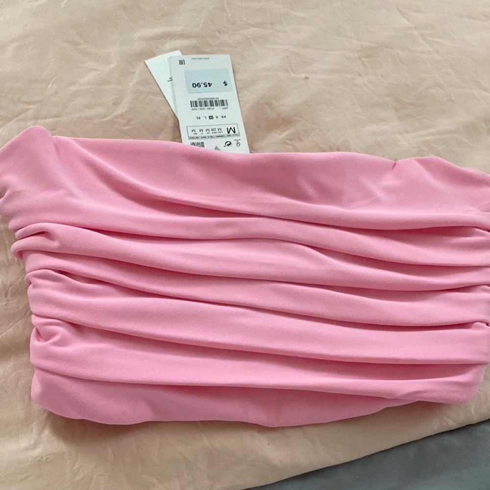 Zara nwt pink bustier strapless corset gathered new